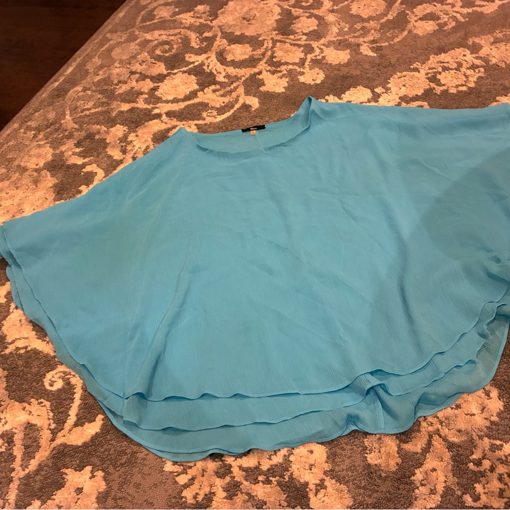 Milano Blue Asymmetrical Blouse